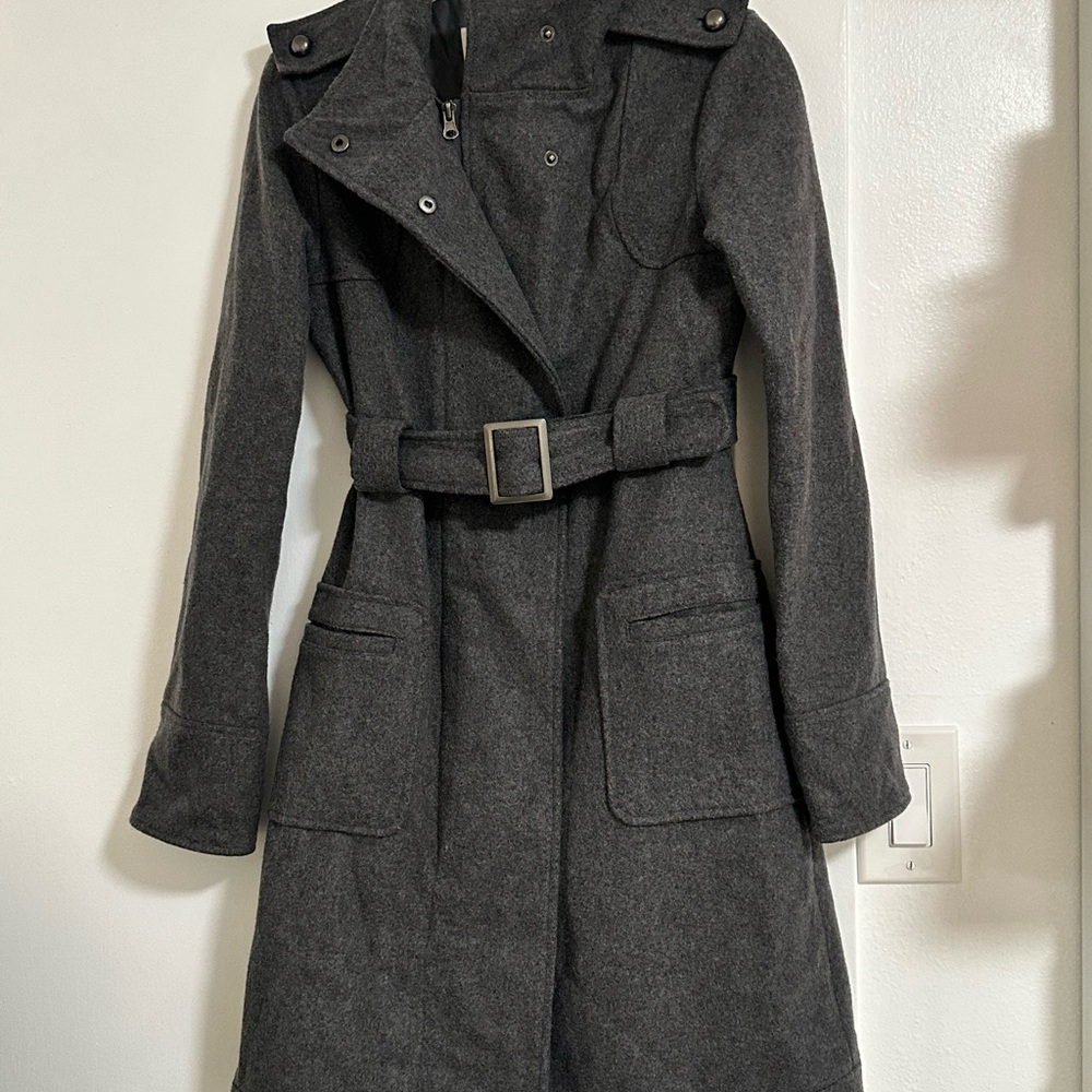 BB Dakota Dark Gray Trench Coat with Belt